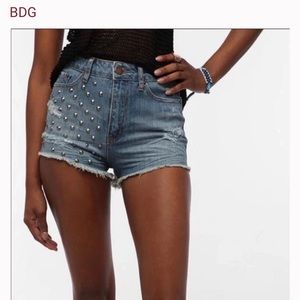 High rise cheeky denim shorts